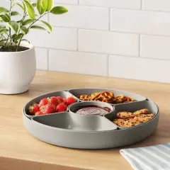 5-Section Serving Platter Set Light Gray - Room Essentials&trade; Recycled Plastic, Microwave & Dishwasher Safe