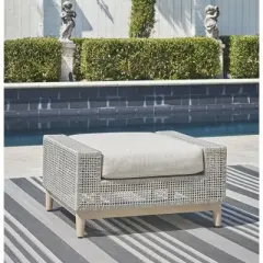Signature Design by Ashley Seton Creek Outdoor Ottoman with Cushion, Gray