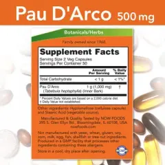Pau D' Arco 500mg by Now Foods  -  100 Capsule