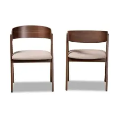 2pc Danton Fabric Upholstered Wood Dining Chair Set - Baxton Studio