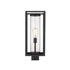 Dunbroch 20.25" Outdoor Post Mount Light - Dimmable Aluminum Lantern, Wet Rated, 1 Bulb