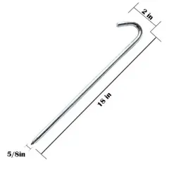 Moose Supply 18" x 5/8" Heavy Duty Steel Tent Stake Ground Peg, 10 pack