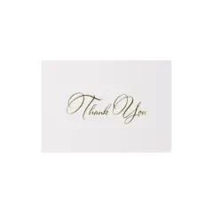 JAM Paper Thank You Card Sets White Care with Gold Script & Navy Envelopes D41111TYBKMB