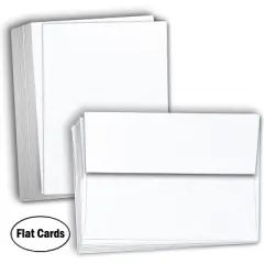 Hamilco Card Stock Blank Cards and Envelopes - Flat 4.5" x 6.25" A6 Linen White Cardstock Paper 100 Pack