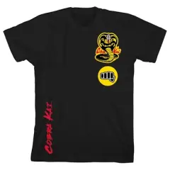 Cobra Kai Black Cobra Youth Basic Black Graphic Tee