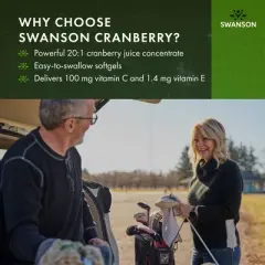 Swanson Cranberry 20:1 Herbal Supplement, Helps Promote Healthy Urinary Tract & Kidney Function, 180 Softgels