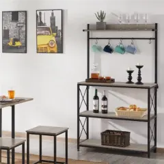 Yaheetech 4-Tier Kitchen Storage Rack with 5 S Hooks