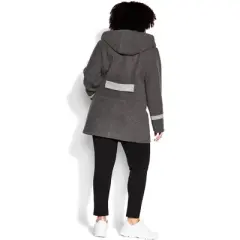 Women's Plus Size Cindy Faux Wool Coat - dark grey | AVENUE