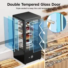 Mojgar Commercial Cake Display Refrigerator, 3 Cu.Ft./86L Single-Door Merchandiser with Interior LED Lighting