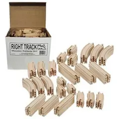 100 Piece Wooden Train Track Pack - Fully Compatible with Thomas & Friends Wooden Railway System - By Right Track Toys