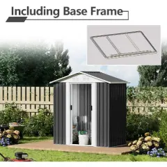 MOEPISY 5X3 Feet Dark Grey Outdoor Storage Shed With Aluminum Alloy Frame With Base