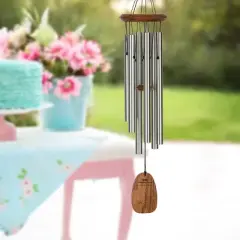 Woodstock Wind Chimes Signature Collection, Woodstock Happy Birthday Chime, 22'' Silver Wind Chime BDAY