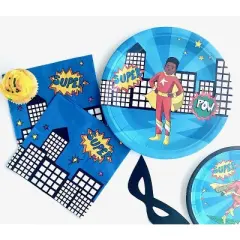 Anna + Pookie 9" Red Super Hero Paper Party Plates 8 Ct.