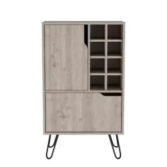 Gulches Light Gray L Bar Cabinet: Stylish Wine Storage for Narrow Spaces