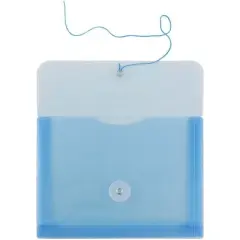 JAM Paper 5 1/4'' x 7 1/2'' 12pk Plastic Envelopes with Button and String Tie Closure, Index Booklet