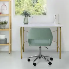 40" Home Office Computer Desk with Metal Base Marble/Brass - Teamson Home