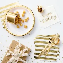 30ct Beverage Napkins 'Happy Birthday' Gold - Spritz&trade;