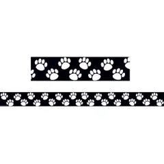 Teacher Created Resources&reg; Black with White Paw Prints Border Trim, 35 Feet Per Pack, 6 Packs