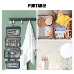 Unique Bargains Travel Toiletry Bag Makeup Bag Organizer Toiletry Organizer Travel Cosmetic Bag Waterproof Polyester 1pc