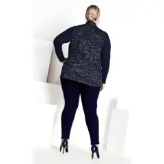 Women's Plus Size Hacci Plain Duet Top - navy marle | AVENUE