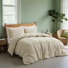 Peace Nest Linen Cotton Blend Duvet Cover Set, Durable, Breathable & Moisture-Wicking, 3 Piece Bedding Set with Pillow Shams