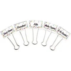 Teacher Created Resources&reg; Confetti Binder Clips, Large, Classroom Management, Pack of 5