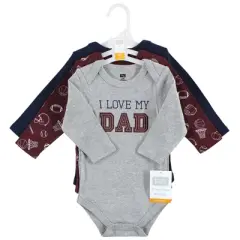 Hudson Baby Infant Boy Cotton Long-Sleeve Bodysuits, Love Dad