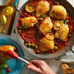 Rachael Ray Hard-Anodized Nonstick Skillet with Helper Handle - Gray with Agave Blue