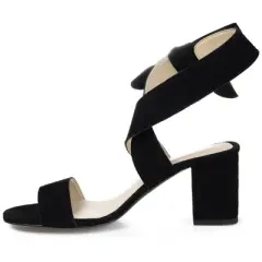 Journee Signature Womens Genuine Leather Hether Hook and Loop Block Heel Sandals