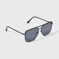 Women's Satin Metal Aviator Sunglasses - Universal Thread&trade; Black: Scratch-Resistant, UV Protection, Recycled Metal