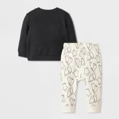 Baby 2pc Halloween Ghost Friends French Terry Sweatshirt & Jogger Pants Set - Cat & Jack&trade; Black