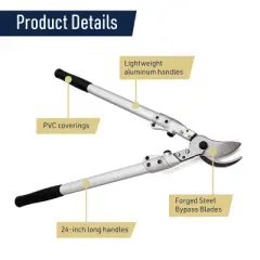 Bypass Lopper - 24&rdquo; Tree Trimmer - Forged Steel Blades with 1.6&rdquo; Cutting Capacity - Loppers for Tree Trimming Heavy Duty Branch Cutter Pruners - Hand
