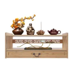 YIYIBYUS 2-Tier Meditation Storage Table, Altar Table with Drawer, Desktop Organizer