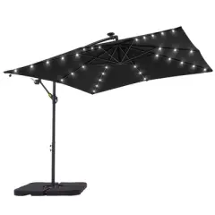 Sonkuki 8.2&times;8.2FT LED Solar Lighted Outdoor Patio Umbrella, Square Canopy Offset Umbrella for Villa Gardens, Lawns and Yard