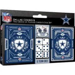 MasterPieces Officially Licensed NFL Dallas Cowboys 2-Pack Playing cards & Dice set for Adults