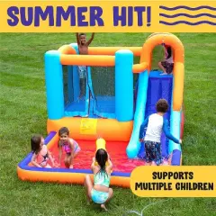 Hoovy Kid's Inflatable 3-in-1 Water Slide with Pool & Bounce House, 8.5 FT. (L) x 12 FT. (W) x 6 FT. (H), Air Pump & Carry Bag Included