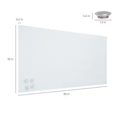 ECR4Kids MessageStor 18in x 36in Magnetic Dry-Erase Glass Board and 4 Rare Earth Magnets
