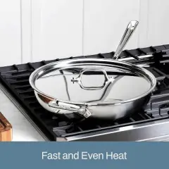 All-Clad D3 3-Ply Stainless Steel Large Weeknight Fry Pan with Lid 4 Quart