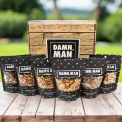 DMSnacks Manly Nut Box &ndash; Gourmet Mixed Nuts Gift Set with 6 Bold Varieties in Resealable Bags | High Protein Snack Gift Box & Holiday Gift Box