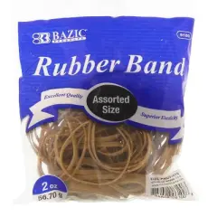 BAZIC Products&reg; Rubber Bands, Assorted Sizes, 2oz./56.70g Per Pack, 6 Packs