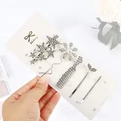 Unique Bargains Girl's Simple Cute Style Metal Non-Slip Hair Clip Silver Tone 1 Set of 5 Pcs