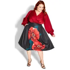 Women's Plus Size Abigail Skirt - red | CITY CHIC