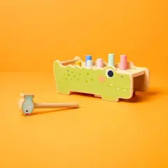 Alligator Pounding Bench - Gigglescape&trade;: Push & Pull Toy, 18+ Months, Creativity & Motor Skills, Plywood & Wood