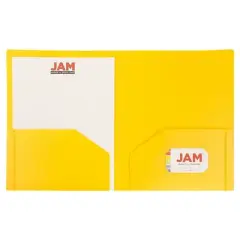 JAM 6pk 2 Pocket Heavy Duty Plastic Folders - Yellow