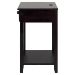 Casual Home Night Owl Sleek Solid Wood Bedroom Nightstand with Included Discrete 4 port USB Port Station