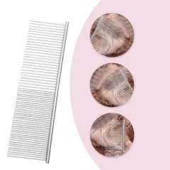 Unique Bargains Pet Grooming Comb for Cat Dogs 7.48"x1.97" Silver Tone 1 Pc