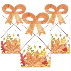 Big Dot of Happiness Fall Foliage - Square Favor Gift Boxes - Autumn Leaves Party Bow Boxes - Set of 12