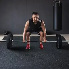 VEVOR 0.56 Inch Thick Gym Floor Mats, 6 Tiles Rubber Top with EVA Foam, 24" x 24" Gym Flooring Workout Mats with 24 sq.ft Coverage, Black