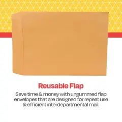 School Smart Catalog Envelopes with Ungummed Flaps, 14 x 18 Inches, Kraft Brown, Pack of 25