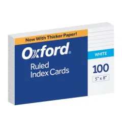 Oxford&reg; Ruled Index Cards, 5" x 8", White, 100 Per Pack, 10 Packs